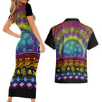 Australia LGBT History Month Couples Matching Short Sleeve Bodycon Dress and Hawaiian Shirt Love Always Wins Aboriginal