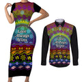 Australia LGBT History Month Couples Matching Short Sleeve Bodycon Dress and Long Sleeve Button Shirt Love Always Wins Aboriginal