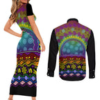 Australia LGBT History Month Couples Matching Short Sleeve Bodycon Dress and Long Sleeve Button Shirt Love Always Wins Aboriginal