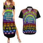 Australia LGBT History Month Couples Matching Summer Maxi Dress and Hawaiian Shirt Love Always Wins Aboriginal