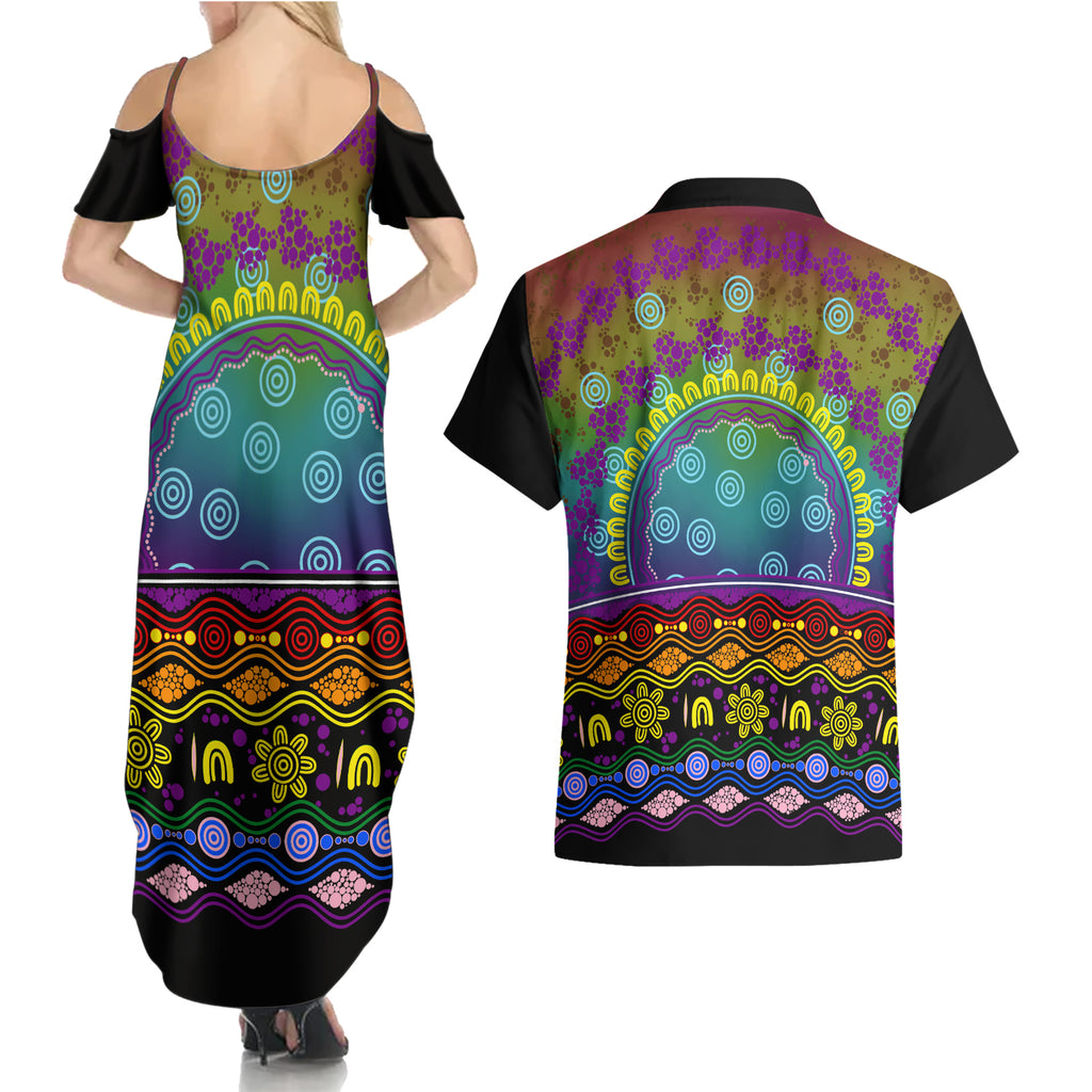 Australia LGBT History Month Couples Matching Summer Maxi Dress and Hawaiian Shirt Love Always Wins Aboriginal