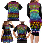 Australia LGBT History Month Family Matching Long Sleeve Bodycon Dress and Hawaiian Shirt Love Always Wins Aboriginal