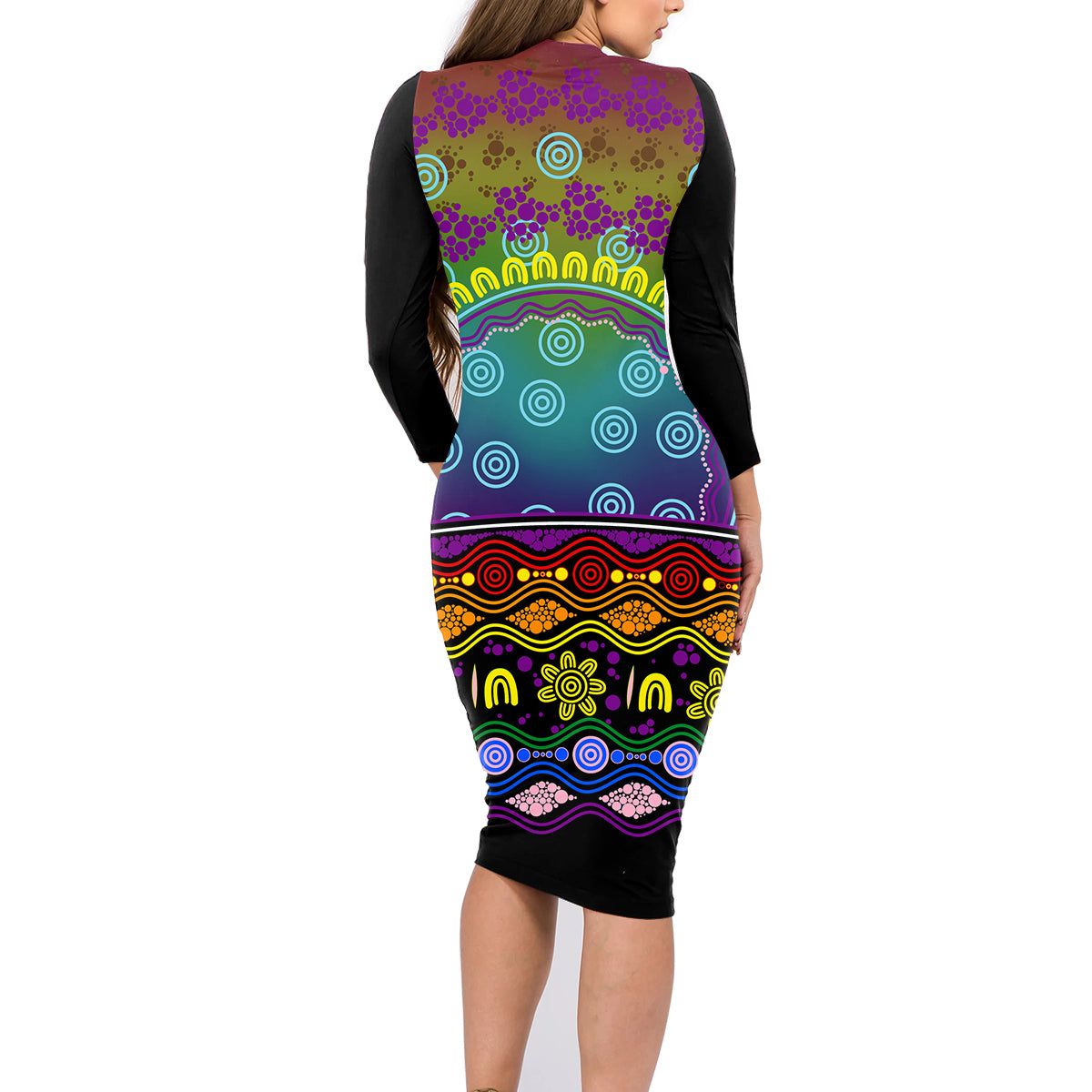Australia LGBT History Month Family Matching Long Sleeve Bodycon Dress and Hawaiian Shirt Love Always Wins Aboriginal