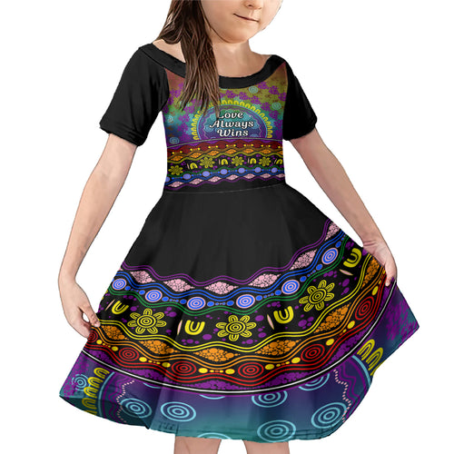 Australia LGBT History Month Family Matching Mermaid Dress and Hawaiian Shirt Love Always Wins Aboriginal