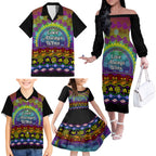 Australia LGBT History Month Family Matching Off Shoulder Long Sleeve Dress and Hawaiian Shirt Love Always Wins Aboriginal