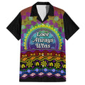 Australia LGBT History Month Family Matching Off Shoulder Long Sleeve Dress and Hawaiian Shirt Love Always Wins Aboriginal