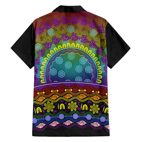 Australia LGBT History Month Family Matching Off Shoulder Long Sleeve Dress and Hawaiian Shirt Love Always Wins Aboriginal