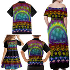 Australia LGBT History Month Family Matching Off Shoulder Maxi Dress and Hawaiian Shirt Love Always Wins Aboriginal