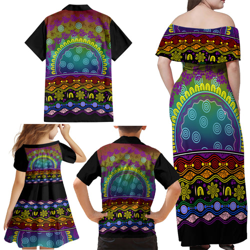 Australia LGBT History Month Family Matching Off Shoulder Maxi Dress and Hawaiian Shirt Love Always Wins Aboriginal