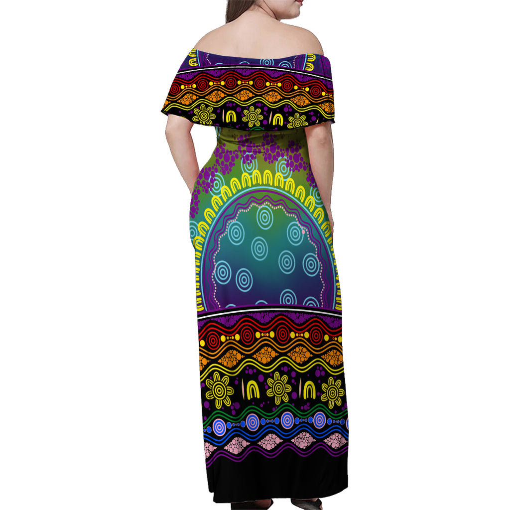 Australia LGBT History Month Family Matching Off Shoulder Maxi Dress and Hawaiian Shirt Love Always Wins Aboriginal