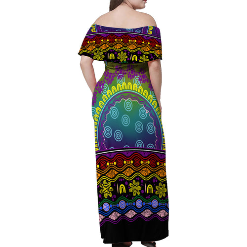 Australia LGBT History Month Family Matching Off Shoulder Maxi Dress and Hawaiian Shirt Love Always Wins Aboriginal