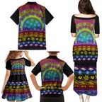 Australia LGBT History Month Family Matching Puletasi and Hawaiian Shirt Love Always Wins Aboriginal