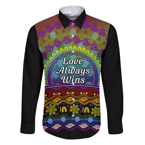Australia LGBT History Month Family Matching Puletasi and Hawaiian Shirt Love Always Wins Aboriginal