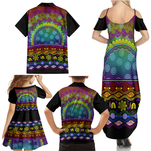 Australia LGBT History Month Family Matching Summer Maxi Dress and Hawaiian Shirt Love Always Wins Aboriginal