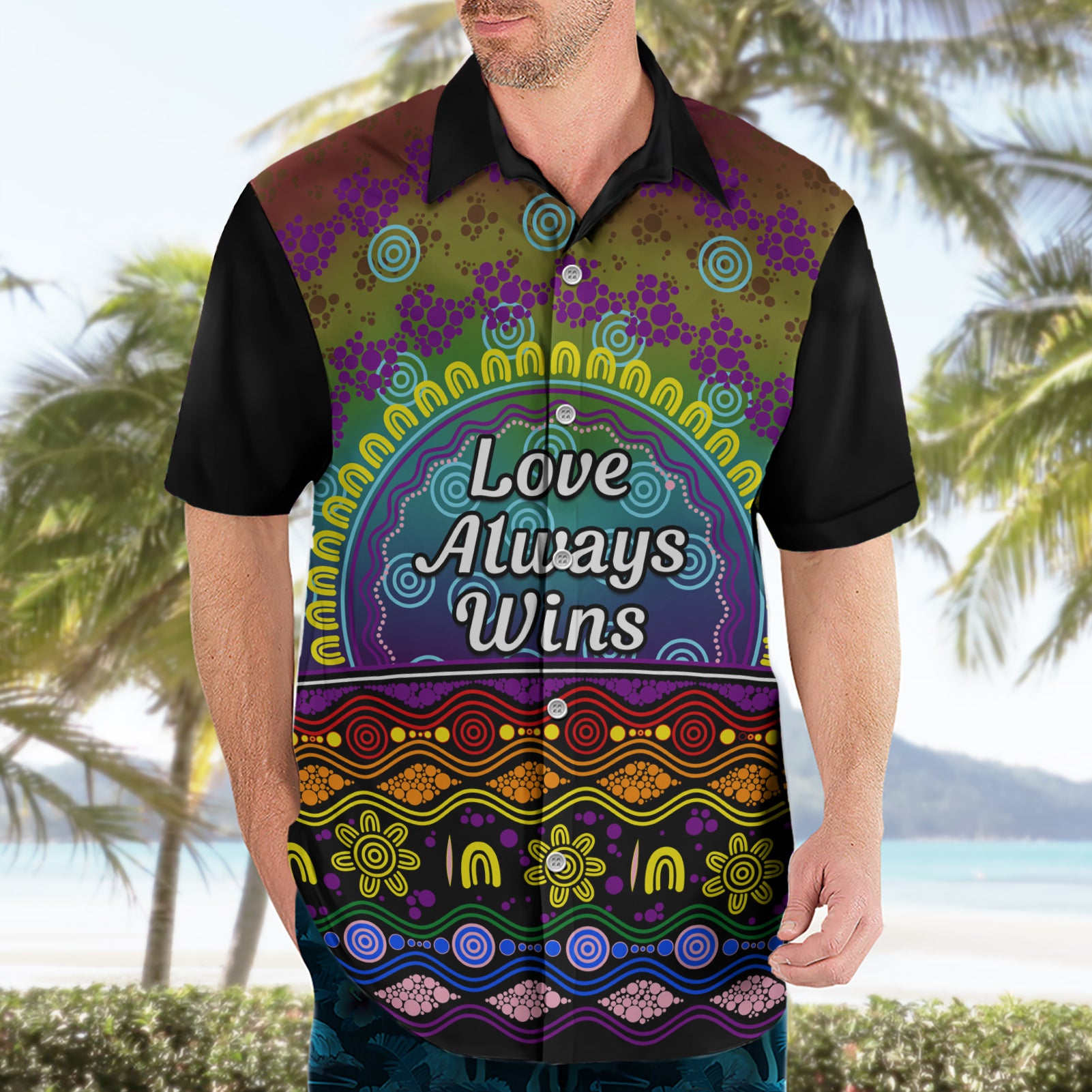 Australia LGBT History Month Hawaiian Shirt Love Always Wins Aboriginal