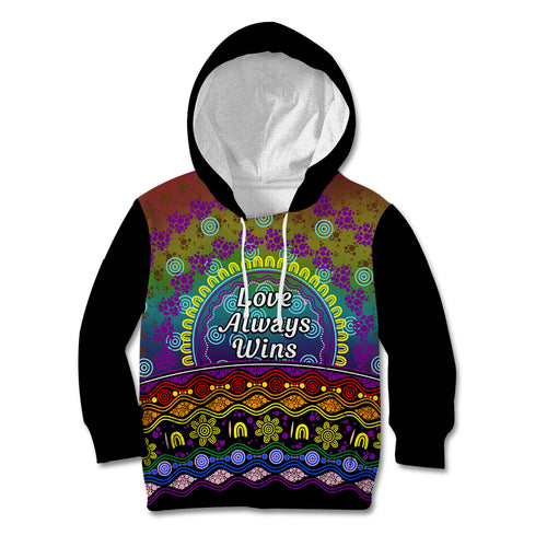 Australia LGBT History Month Kid Hoodie Love Always Wins Aboriginal