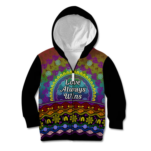 Australia LGBT History Month Kid Hoodie Love Always Wins Aboriginal