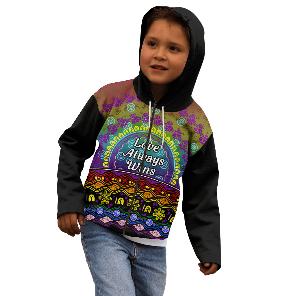 Australia LGBT History Month Kid Hoodie Love Always Wins Aboriginal