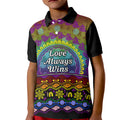 Australia LGBT History Month Kid Polo Shirt Love Always Wins Aboriginal