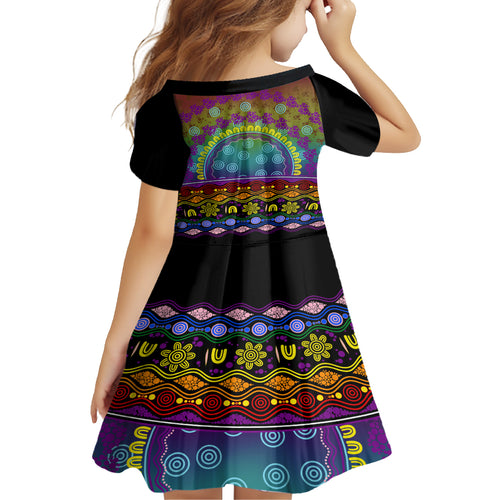 Australia LGBT History Month Kid Short Sleeve Dress Love Always Wins Aboriginal