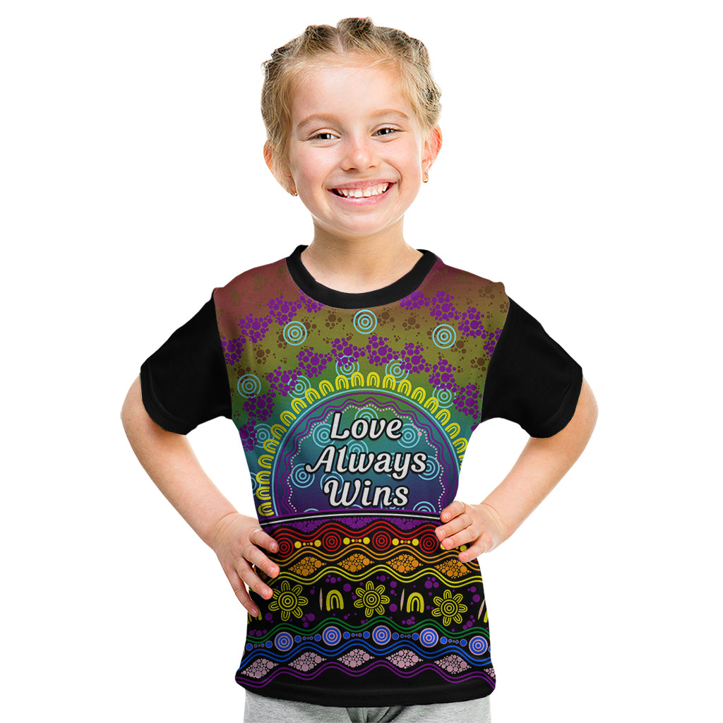 Australia LGBT History Month Kid T Shirt Love Always Wins Aboriginal