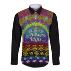 Australia LGBT History Month Long Sleeve Button Shirt Love Always Wins Aboriginal