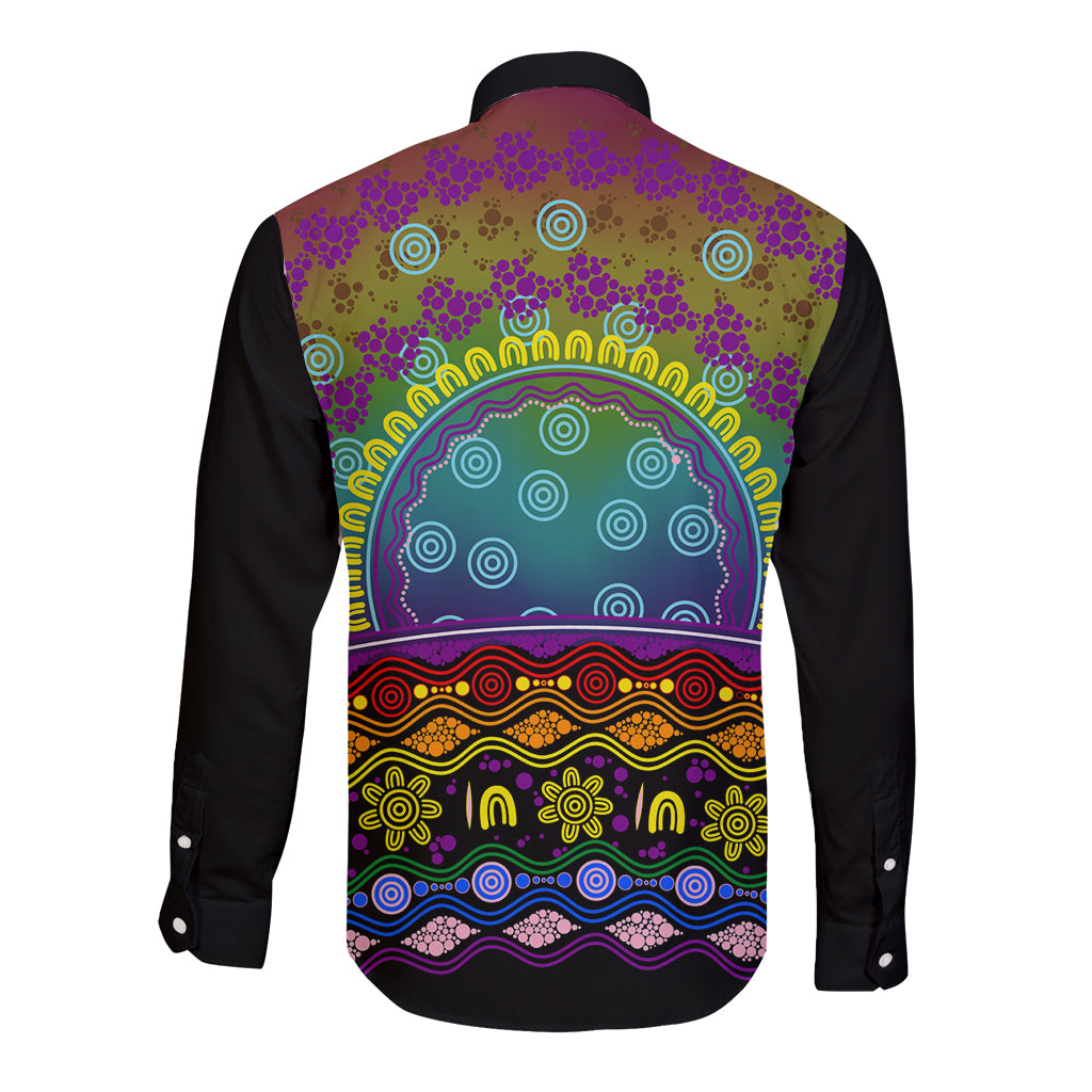 Australia LGBT History Month Long Sleeve Button Shirt Love Always Wins Aboriginal
