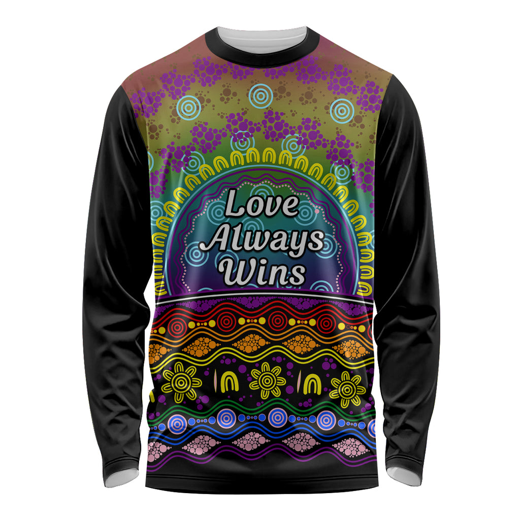 Australia LGBT History Month Long Sleeve Shirt Love Always Wins Aboriginal