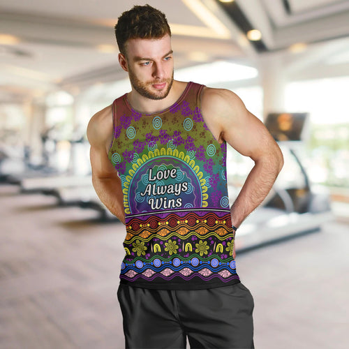 Australia LGBT History Month Men Tank Top Love Always Wins Aboriginal