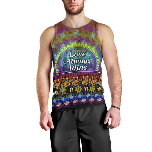 Australia LGBT History Month Men Tank Top Love Always Wins Aboriginal
