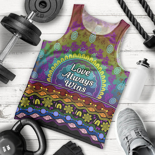 Australia LGBT History Month Men Tank Top Love Always Wins Aboriginal