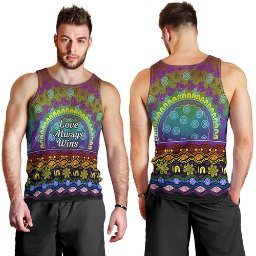 Australia LGBT History Month Men Tank Top Love Always Wins Aboriginal
