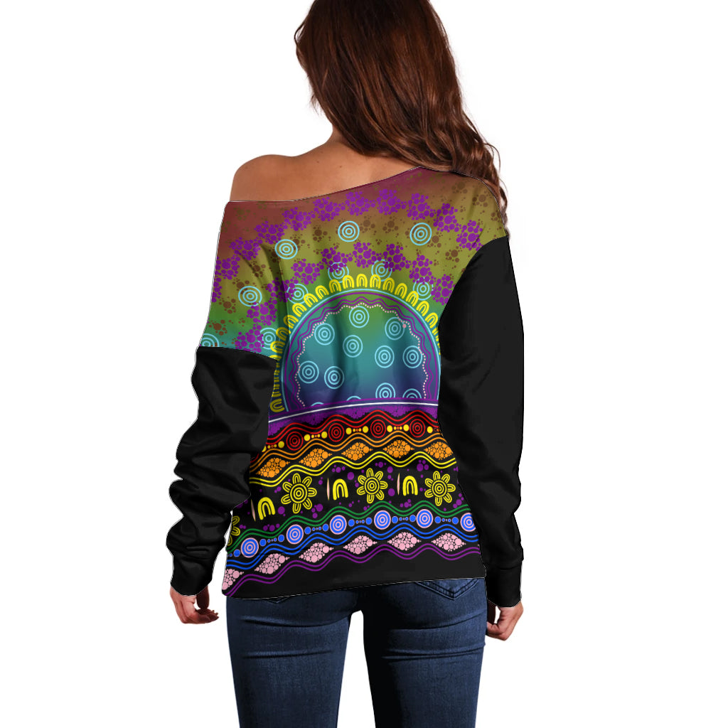 Australia LGBT History Month Off Shoulder Sweater Love Always Wins Aboriginal