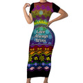 Australia LGBT History Month Short Sleeve Bodycon Dress Love Always Wins Aboriginal
