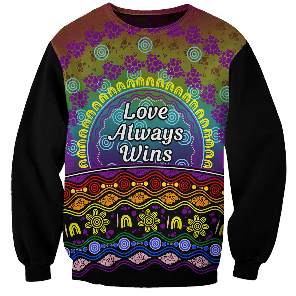 Australia LGBT History Month Sweatshirt Love Always Wins Aboriginal