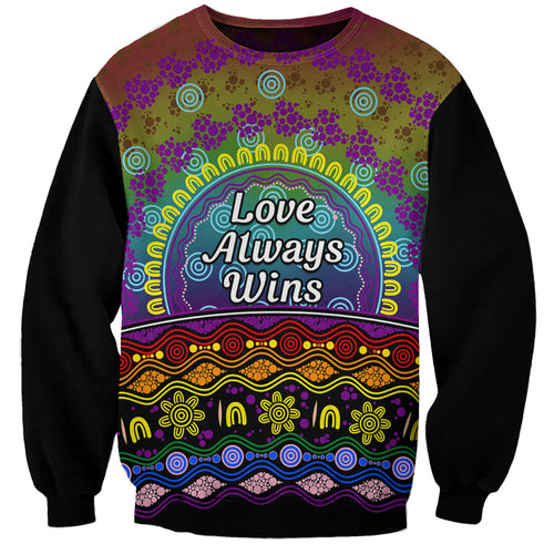 Australia LGBT History Month Sweatshirt Love Always Wins Aboriginal