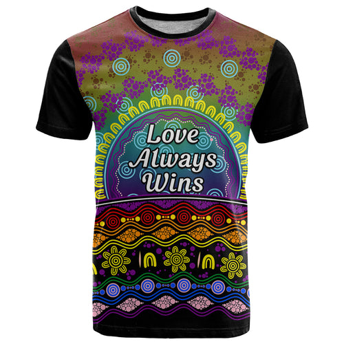 Australia LGBT History Month T Shirt Love Always Wins Aboriginal