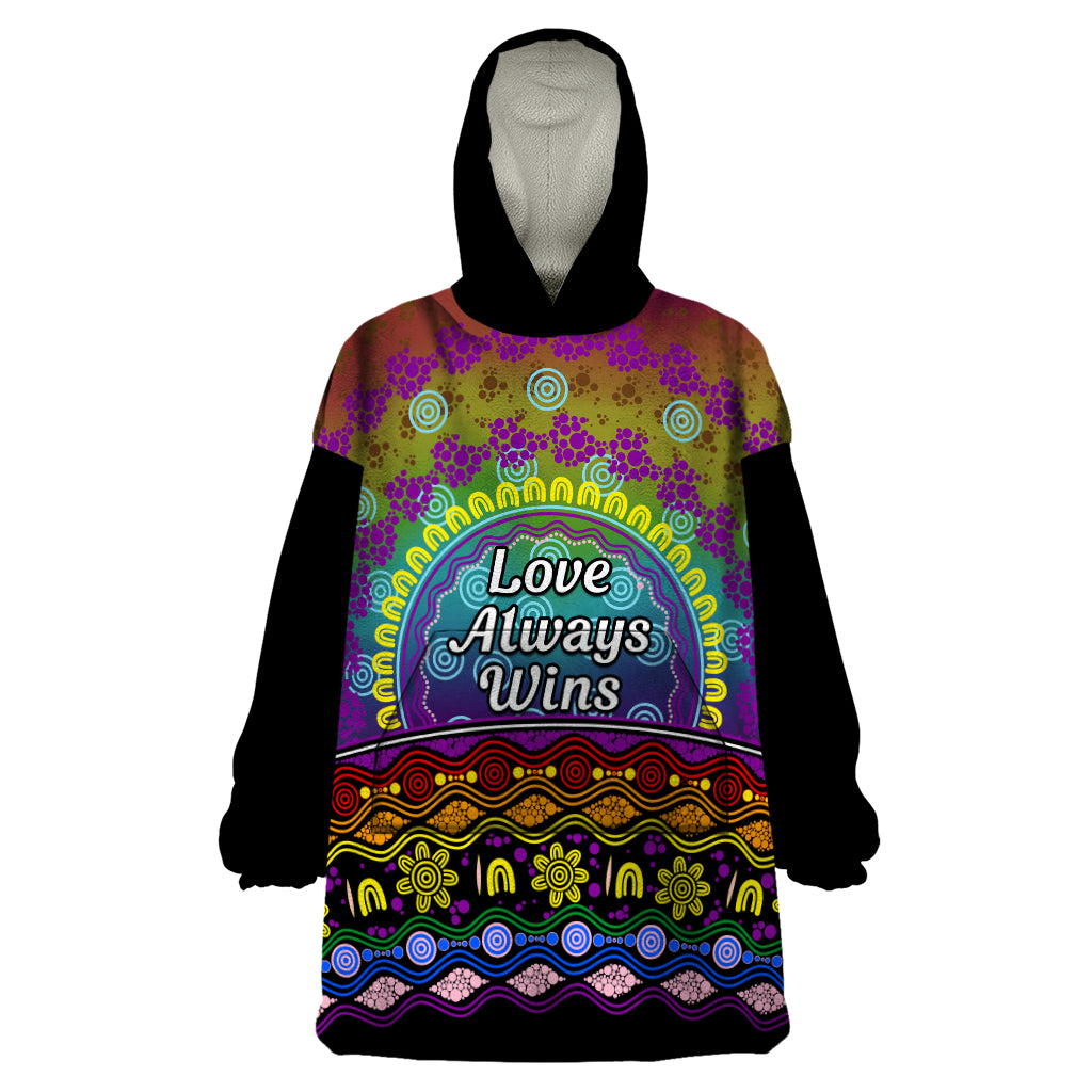 Australia LGBT History Month Wearable Blanket Hoodie Love Always Wins Aboriginal