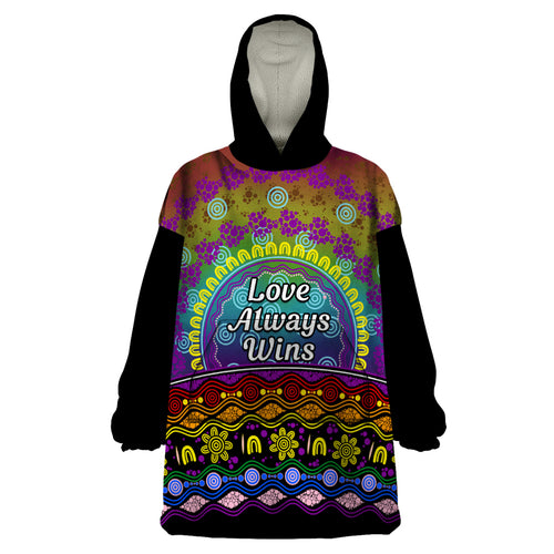 Australia LGBT History Month Wearable Blanket Hoodie Love Always Wins Aboriginal