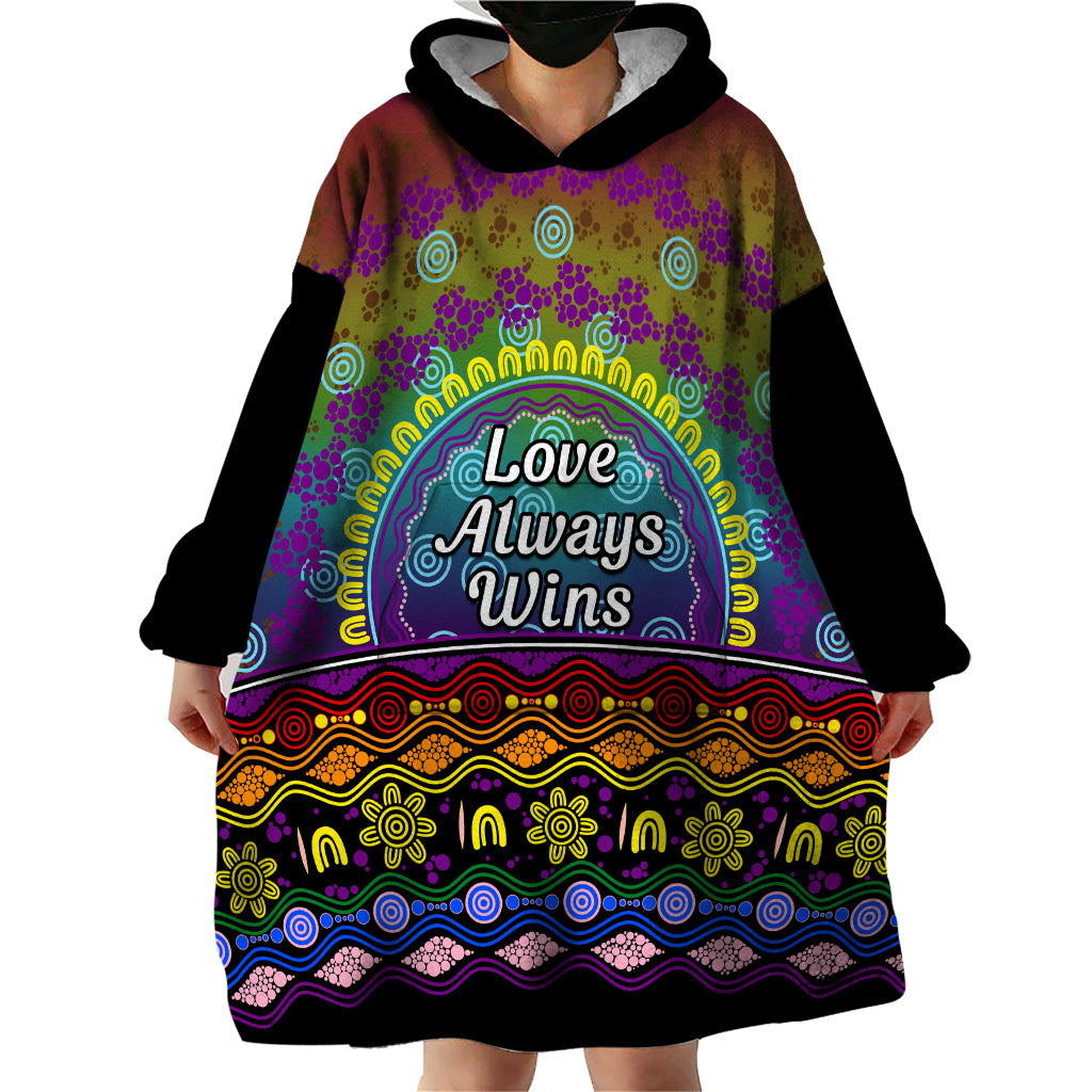 Australia LGBT History Month Wearable Blanket Hoodie Love Always Wins Aboriginal
