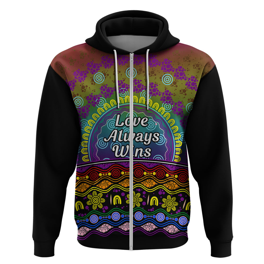 Australia LGBT History Month Zip Hoodie Love Always Wins Aboriginal