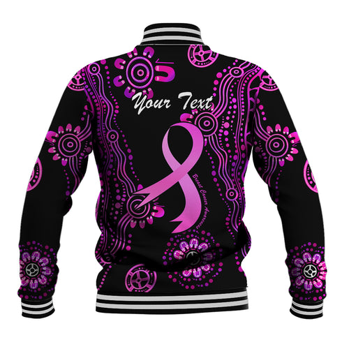 Personalised Faith Hope Love Australia Breast Cancer Baseball Jacket Pink Ribbon Indigenous