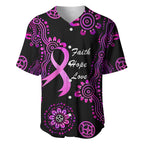 Personalised Faith Hope Love Australia Breast Cancer Baseball Jersey Pink Ribbon Indigenous