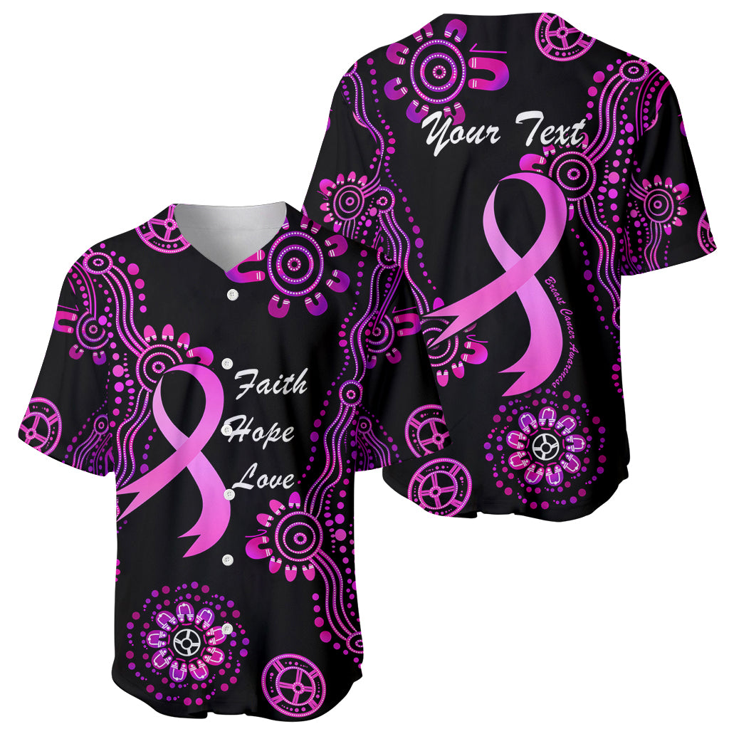 Personalised Faith Hope Love Australia Breast Cancer Baseball Jersey Pink Ribbon Indigenous
