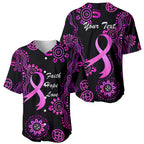 Personalised Faith Hope Love Australia Breast Cancer Baseball Jersey Pink Ribbon Indigenous