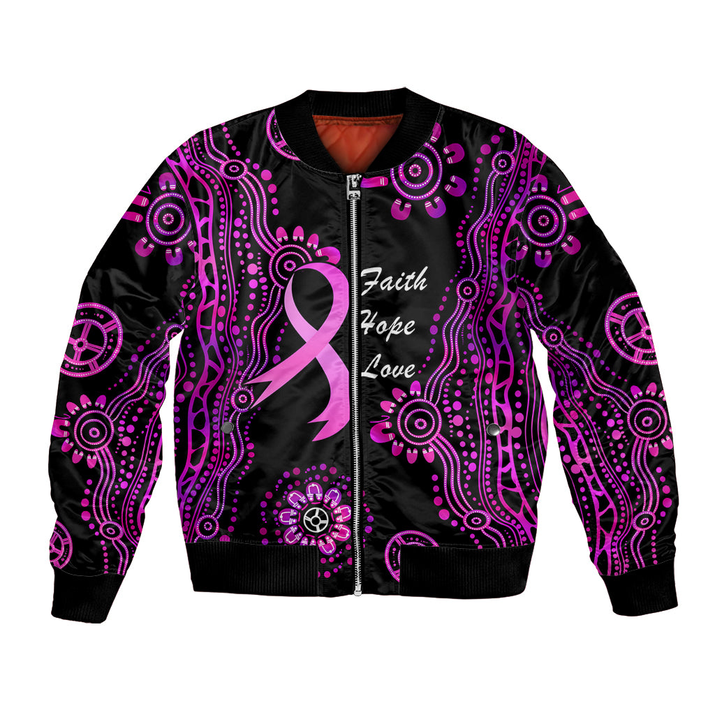 Personalised Faith Hope Love Australia Breast Cancer Bomber Jacket Pink Ribbon Indigenous