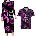 Personalised Faith Hope Love Australia Breast Cancer Couples Matching Long Sleeve Bodycon Dress and Hawaiian Shirt Pink Ribbon Indigenous