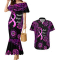 Personalised Faith Hope Love Australia Breast Cancer Couples Matching Mermaid Dress and Hawaiian Shirt Pink Ribbon Indigenous
