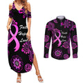 Personalised Faith Hope Love Australia Breast Cancer Couples Matching Summer Maxi Dress and Long Sleeve Button Shirt Pink Ribbon Indigenous