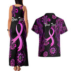 Personalised Faith Hope Love Australia Breast Cancer Couples Matching Tank Maxi Dress and Hawaiian Shirt Pink Ribbon Indigenous